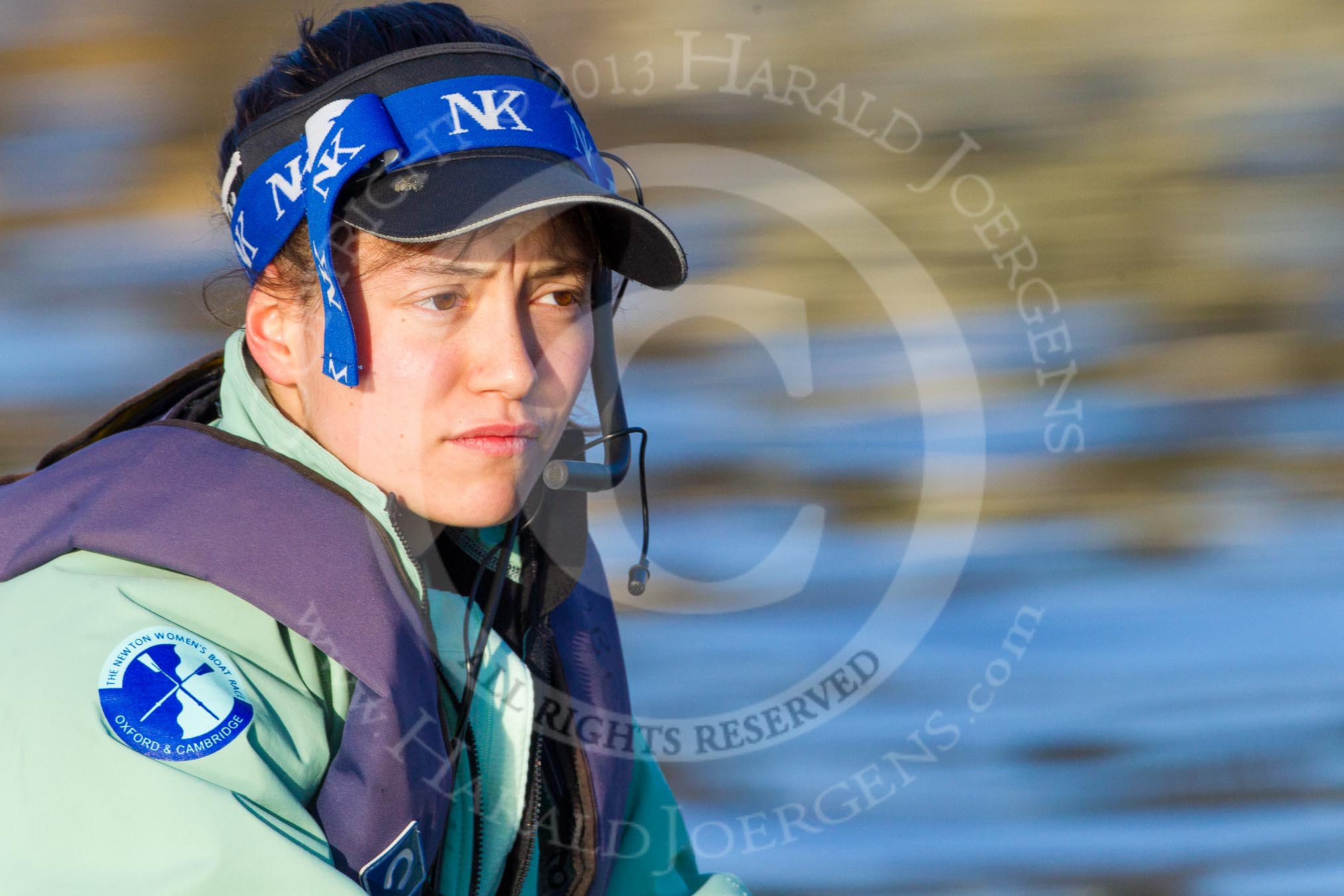 The Boat Race season 2014 - Women's Trial VIIIs(CUWBC, Cambridge): Wink Wink: Cox Priya Crosby..
River Thames between Putney Bridge and Mortlake,
London SW15,

United Kingdom,
on 19 December 2013 at 13:48, image #280