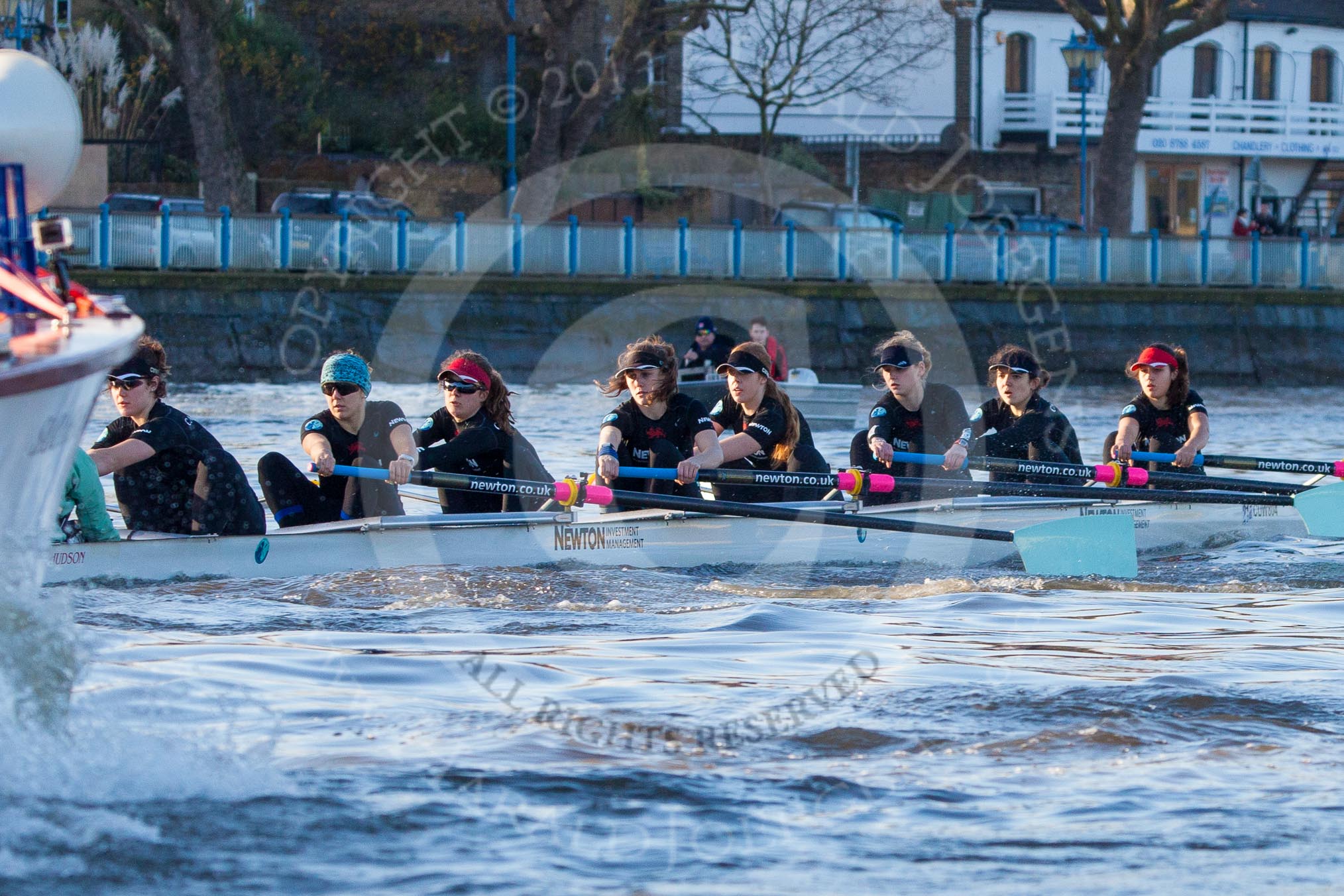 The Boat Race season 2014 - Women's Trial VIIIs(CUWBC, Cambridge): Wink Wink: Stroke Melissa Wilson, 7 Jilly Tovey, 6 Fiona Macklin, 5 Caroline Reid, 4 Sara Lackner, 3 Hannah Roberts, 2 Sarah Crowther, Bow Ella Barnard..
River Thames between Putney Bridge and Mortlake,
London SW15,

United Kingdom,
on 19 December 2013 at 14:02, image #307