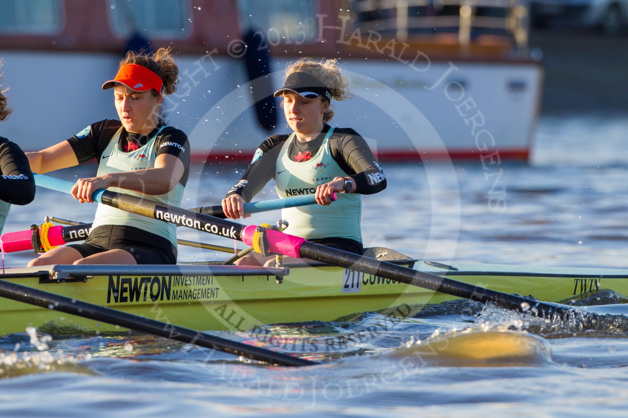 The Boat Race season 2014 - Women's Trial VIIIs(CUWBC, Cambridge): Nudge Nudge: 2 Anouska Bartlett, Bow Lottie Meggitt..
River Thames between Putney Bridge and Mortlake,
London SW15,

United Kingdom,
on 19 December 2013 at 14:03, image #313