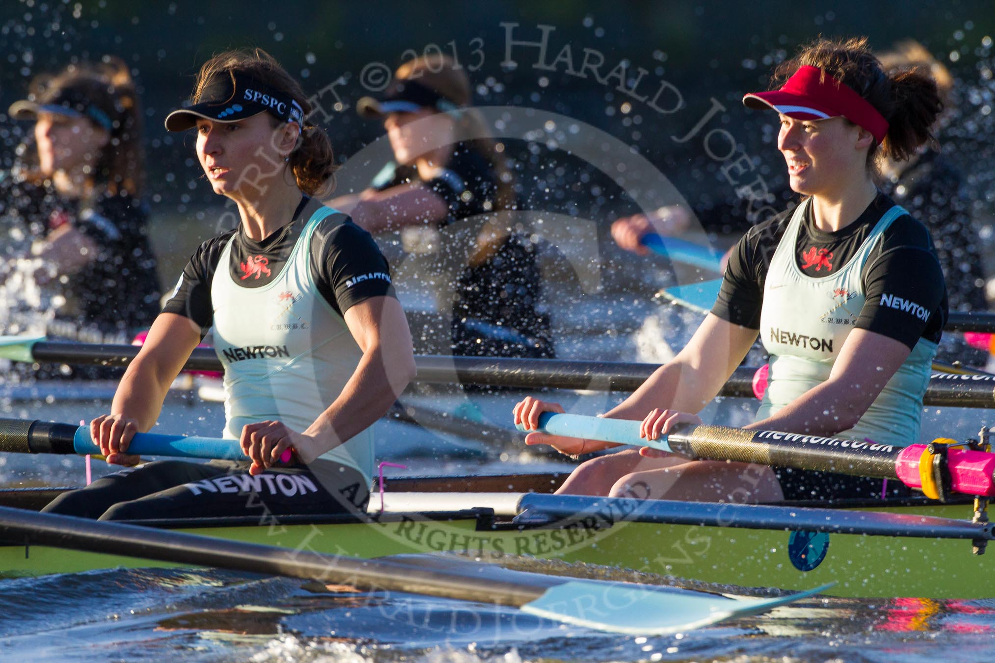 The Boat Race season 2014 - Women's Trial VIIIs(CUWBC, Cambridge): Nudge Nudge: 5 Valentina Futoryanova, 4 Catherine Foot..
River Thames between Putney Bridge and Mortlake,
London SW15,

United Kingdom,
on 19 December 2013 at 14:04, image #339