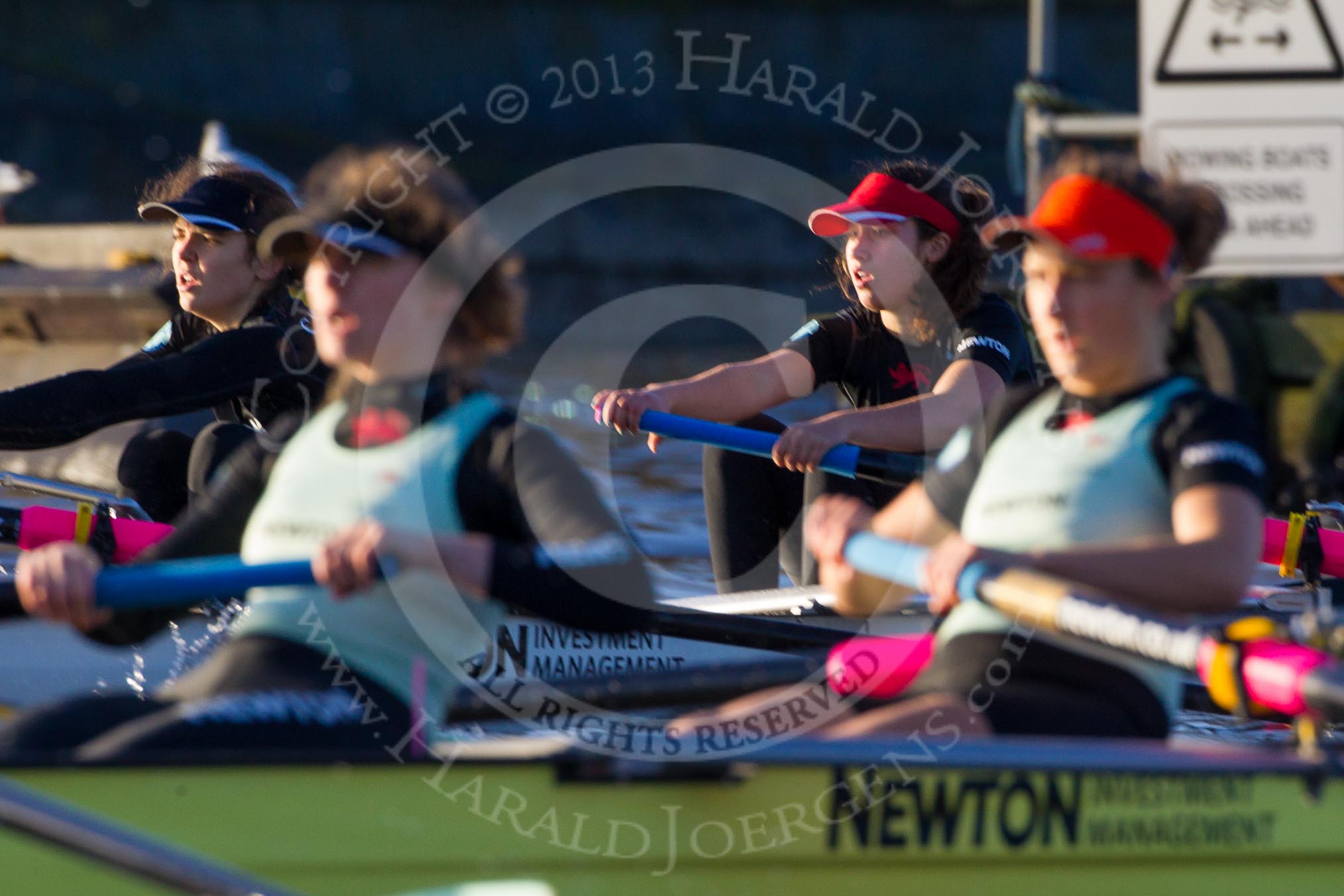 The Boat Race season 2014 - Women's Trial VIIIs(CUWBC, Cambridge): Wink Wink: 2 Sarah Crowther, Bow Ella Barnard..
River Thames between Putney Bridge and Mortlake,
London SW15,

United Kingdom,
on 19 December 2013 at 14:04, image #340