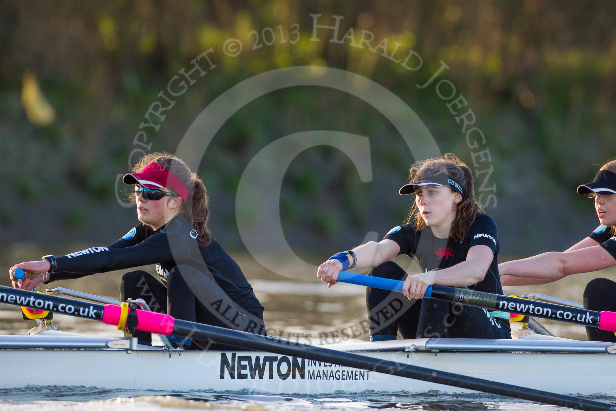The Boat Race season 2014 - Women's Trial VIIIs(CUWBC, Cambridge): Wink Wink: 6 Fiona Macklin, 5 Caroline Reid..
River Thames between Putney Bridge and Mortlake,
London SW15,

United Kingdom,
on 19 December 2013 at 14:10, image #409