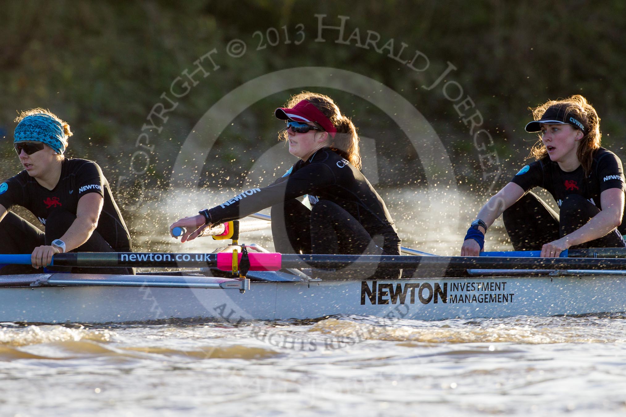 Photo 1312191413111D45601HaraldJoergens The Boat Race season 2014 - Women's Trial VIIIs(CUWBC, Cambridge): Wink Wink: Cox Priya Crosby, Stroke Melissa Wilson, 7 Jilly Tovey, 6 Fiona Macklin, 5 Caroline Reid..
River Thames between Putney Bridge and Mortlake,
London SW15,
United Kingdom,
on 19 December 2013 at 14:13, image #425