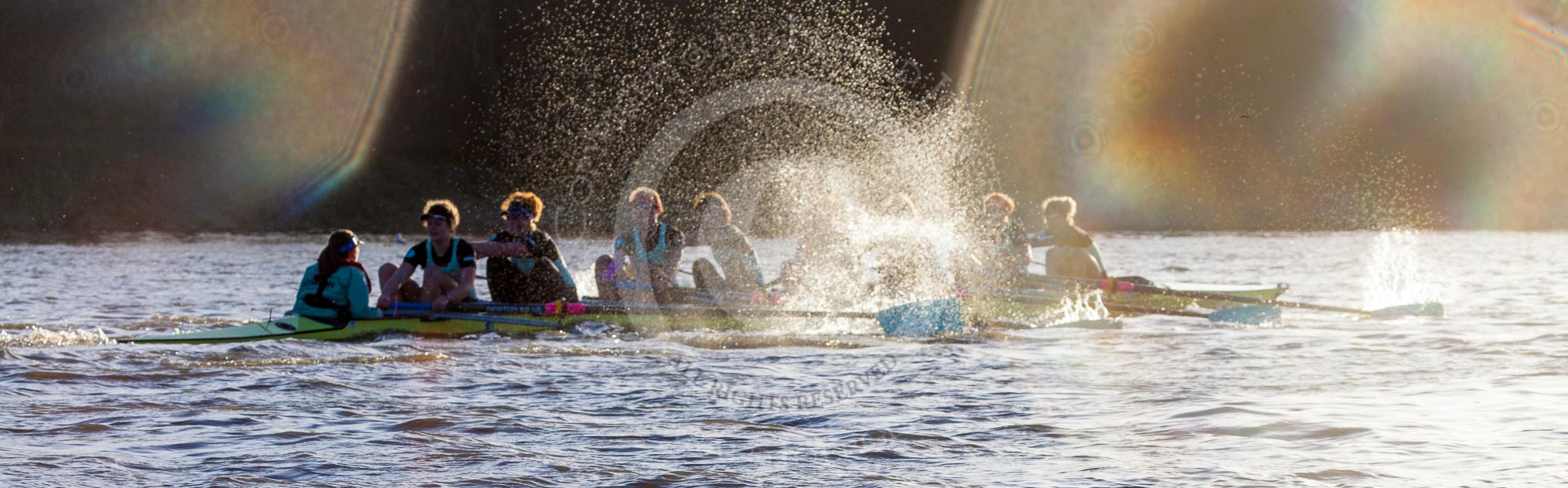 The Boat Race season 2014 - Women's Trial VIIIs(CUWBC, Cambridge): Nudge Nudge: Cox Esther Momcilovic, Stroke Holly Game,7 Izzy Vyvyan, 6 Kate Ashley, 5 Valentina Futoryanova, 4 Catherine Foot, 3 Hannah Evans, 2 Anouska Bartlett, Bow Lottie Meggitt..
River Thames between Putney Bridge and Mortlake,
London SW15,

United Kingdom,
on 19 December 2013 at 14:14, image #438