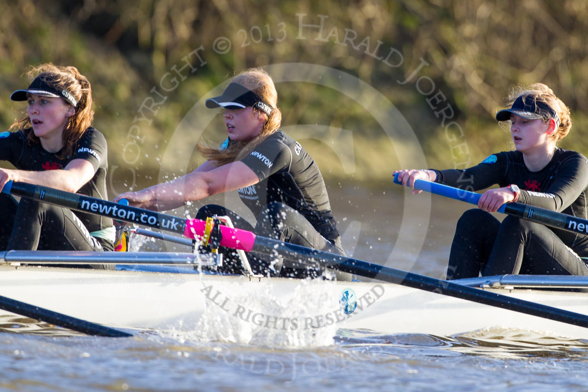 Photo 1312191415581D45681HaraldJoergens The Boat Race season 2014 - Women's Trial VIIIs(CUWBC, Cambridge): Wink Wink: 5 Caroline Reid, 4 Sara Lackner, 3 Hannah Roberts, 2 Sarah Crowther, Bow Ella Barnard..
River Thames between Putney Bridge and Mortlake,
London SW15,
United Kingdom,
on 19 December 2013 at 14:15, image #454