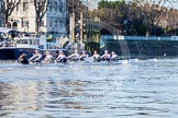 The Boat Race season 2014 - Women's Trial VIIIs (OUWBC, Oxford): Cleopatra: Cox Olivia Cleary, Stroke Laura Savarese, 7 Amber de Vere, 6 Elo Luik, 5 Harriet Keane, 4 Hannah Ledbury, 3 Isabelle Evans, 2 Chloe Farrar., Bow Elizabeth Fenje..
River Thames between Putney Bridge and Mortlake,
London SW15,

United Kingdom,
on 19 December 2013 at 12:41, image #57