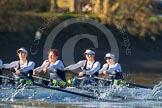 The Boat Race season 2014 - Women's Trial VIIIs (OUWBC, Oxford): Cleopatra: 4 Hannah Ledbury, 3 Isabelle Evans, 2 Chloe Farrar, Bow Elizabeth Fenje..
River Thames between Putney Bridge and Mortlake,
London SW15,

United Kingdom,
on 19 December 2013 at 12:44, image #80