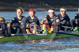 The Boat Race season 2014 - Women's Trial VIIIs (OUWBC, Oxford): Boudicca: Cox Erin Wysocki-Jones, Stroke Anastasia Chitty, 7 Maxie Scheske, 6 Lauren Kedar, 5 Nadine Graedel Iberg..
River Thames between Putney Bridge and Mortlake,
London SW15,

United Kingdom,
on 19 December 2013 at 12:47, image #96