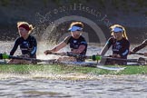 The Boat Race season 2014 - Women's Trial VIIIs (OUWBC, Oxford): Boudicca:  7 Maxie Scheske, 6 Lauren Kedar, 5 Nadine Graedel Iberg..
River Thames between Putney Bridge and Mortlake,
London SW15,

United Kingdom,
on 19 December 2013 at 12:52, image #142