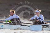 The Boat Race season 2014 - Women's Trial VIIIs (OUWBC, Oxford): Cleopatra:  3 Isabelle Evans, 2 Chloe Farrar..
River Thames between Putney Bridge and Mortlake,
London SW15,

United Kingdom,
on 19 December 2013 at 12:54, image #154