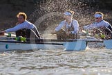 The Boat Race season 2014 - Women's Trial VIIIs (OUWBC, Oxford): Cleopatra:  3 Isabelle Evans, 2 Chloe Farrar, Bow Elizabeth Fenje..
River Thames between Putney Bridge and Mortlake,
London SW15,

United Kingdom,
on 19 December 2013 at 12:55, image #157