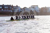The Boat Race season 2014 - Women's Trial VIIIs (OUWBC, Oxford): Boudicca: Cox Erin Wysocki-Jones, Stroke Anastasia Chitty, 7 Maxie Scheske, 6 Lauren Kedar, 5 Nadine Graedel Iberg, 4 Hannah Roberts, 3 Clare Jamison, 2 Dora Amos, Bow Merel Lefferts..
River Thames between Putney Bridge and Mortlake,
London SW15,

United Kingdom,
on 19 December 2013 at 12:59, image #200