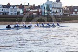 The Boat Race season 2014 - Women's Trial VIIIs (OUWBC, Oxford): Cleopatra: Cox Olivia Cleary, Stroke Laura Savarese, 7 Amber de Vere, 6 Elo Luik, 5 Harriet Keane, 4 Hannah Ledbury, 3 Isabelle Evans, 2 Chloe Farrar, Bow Elizabeth Fenje..
River Thames between Putney Bridge and Mortlake,
London SW15,

United Kingdom,
on 19 December 2013 at 12:59, image #201