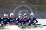 The Boat Race season 2014 - Women's Trial VIIIs (OUWBC, Oxford): Boudicca:  5 Nadine Graedel Iberg, 4 Hannah Roberts, 3 Clare Jamison, 2 Dora Amos, Bow Merel Lefferts..
River Thames between Putney Bridge and Mortlake,
London SW15,

United Kingdom,
on 19 December 2013 at 13:01, image #207