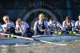 The Boat Race season 2014 - Women's Trial VIIIs (OUWBC, Oxford): Cleopatra: 7 Amber de Vere, 6 Elo Luik, 5 Harriet Keane, 4 Hannah Ledbury, 3 Isabelle Evans..
River Thames between Putney Bridge and Mortlake,
London SW15,

United Kingdom,
on 19 December 2013 at 13:05, image #248