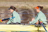 The Boat Race season 2014 - Women's Trial VIIIs(CUWBC, Cambridge): Nudge Nudge:3 Hannah Evans, 2 Anouska Bartlett..
River Thames between Putney Bridge and Mortlake,
London SW15,

United Kingdom,
on 19 December 2013 at 13:54, image #292