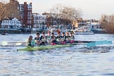 The Boat Race season 2014 - Women's Trial VIIIs(CUWBC, Cambridge): Nudge Nudge: Cox Esther Momcilovic, Stroke Holly Game,7 Izzy Vyvyan, 6 Kate Ashley, 5 Valentina Futoryanova, 4 Catherine Foot, 3 Hannah Evans, 2 Anouska Bartlett, Bow Lottie Meggitt..
River Thames between Putney Bridge and Mortlake,
London SW15,

United Kingdom,
on 19 December 2013 at 14:02, image #304