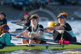 The Boat Race season 2014 - Women's Trial VIIIs(CUWBC, Cambridge): Nudge Nudge: Cox Esther Momcilovic, Stroke Holly Game, 7 Izzy Vyvyan..
River Thames between Putney Bridge and Mortlake,
London SW15,

United Kingdom,
on 19 December 2013 at 14:03, image #320