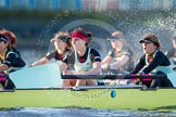 The Boat Race season 2014 - Women's Trial VIIIs(CUWBC, Cambridge): Nudge Nudge: , 4 Catherine Foot, 3 Hannah Evans..
River Thames between Putney Bridge and Mortlake,
London SW15,

United Kingdom,
on 19 December 2013 at 14:04, image #347