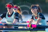 The Boat Race season 2014 - Women's Trial VIIIs(CUWBC, Cambridge): Nudge Nudge: 6 Kate Ashley, 5 Valentina Futoryanova..
River Thames between Putney Bridge and Mortlake,
London SW15,

United Kingdom,
on 19 December 2013 at 14:04, image #354