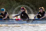 The Boat Race season 2014 - Women's Trial VIIIs(CUWBC, Cambridge): Wink Wink: Cox Priya Crosby, Stroke Melissa Wilson, 7 Jilly Tovey, 6 Fiona Macklin, 5 Caroline Reid..
River Thames between Putney Bridge and Mortlake,
London SW15,

United Kingdom,
on 19 December 2013 at 14:13, image #425
