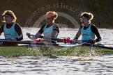 The Boat Race season 2014 - Women's Trial VIIIs(CUWBC, Cambridge): Nudge Nudge: 3 Hannah Evans, 2 Anouska Bartlett, Bow Lottie Meggitt..
River Thames between Putney Bridge and Mortlake,
London SW15,

United Kingdom,
on 19 December 2013 at 14:13, image #431