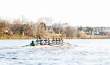 The Boat Race season 2014 - Women's Trial VIIIs(CUWBC, Cambridge): Nudge Nudge: Cox Esther Momcilovic, Stroke Holly Game,7 Izzy Vyvyan, 6 Kate Ashley, 5 Valentina Futoryanova, 4 Catherine Foot, 3 Hannah Evans, 2 Anouska Bartlett, Bow Lottie Meggitt..
River Thames between Putney Bridge and Mortlake,
London SW15,

United Kingdom,
on 19 December 2013 at 14:16, image #461