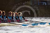 The Boat Race season 2014 - Women's Trial VIIIs(CUWBC, Cambridge): Nudge Nudge: 5 Valentina Futoryanova, 4 Catherine Foot, 3 Hannah Evans, 2 Anouska Bartlett, Bow Lottie Meggitt..
River Thames between Putney Bridge and Mortlake,
London SW15,

United Kingdom,
on 19 December 2013 at 14:19, image #484