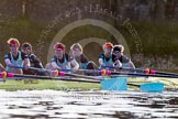 The Boat Race season 2014 - Women's Trial VIIIs(CUWBC, Cambridge): Nudge Nudge: 6 Kate Ashley, 5 Valentina Futoryanova, 4 Catherine Foot, 3 Hannah Evans, 2 Anouska Bartlett, Bow Lottie Meggitt..
River Thames between Putney Bridge and Mortlake,
London SW15,

United Kingdom,
on 19 December 2013 at 14:19, image #495
