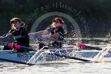 The Boat Race season 2014 - Women's Trial VIIIs(CUWBC, Cambridge): Wink Wink:  2 Sarah Crowther, Bow Ella Barnard..
River Thames between Putney Bridge and Mortlake,
London SW15,

United Kingdom,
on 19 December 2013 at 14:21, image #512