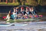 The Boat Race season 2014 - Women's Trial VIIIs(CUWBC, Cambridge): Nudge Nudge: Cox Esther Momcilovic, Stroke Holly Game,7 Izzy Vyvyan, 6 Kate Ashley, 5 Valentina Futoryanova, 4 Catherine Foot, 3 Hannah Evans, 2 Anouska Bartlett, Bow Lottie Meggitt..
River Thames between Putney Bridge and Mortlake,
London SW15,

United Kingdom,
on 19 December 2013 at 14:23, image #535