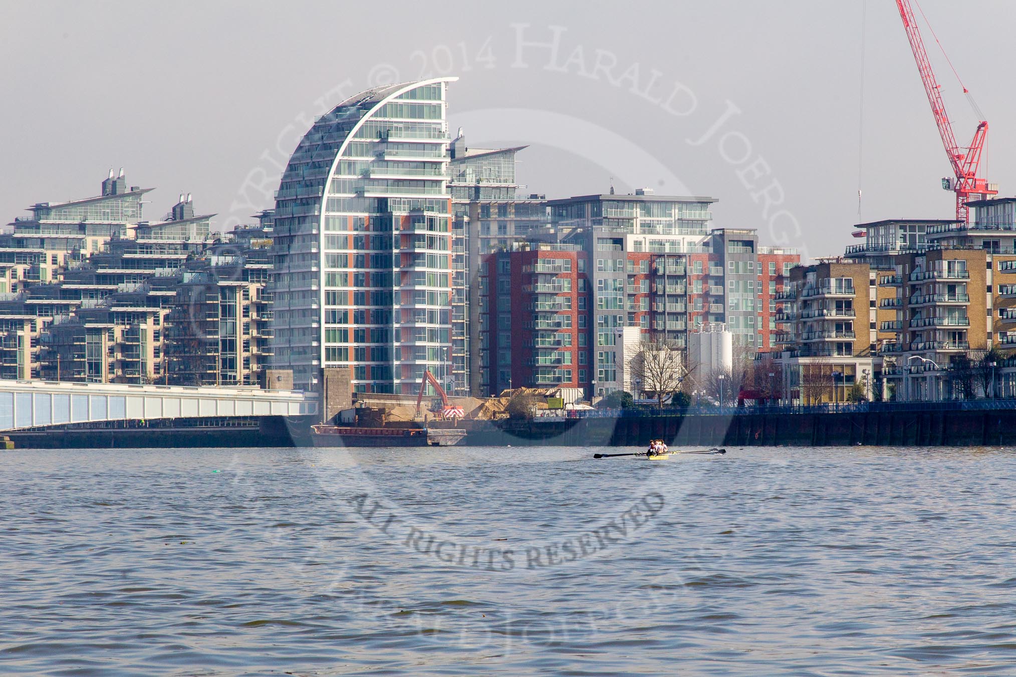 The Boat Race season 2014 - fixture OUWBC vs Molesey BC: The Molesey BC Eight on the Thames near Wandworth Bridge, with the Battersea Reach apartment blocks behind..




on 01 March 2014 at 12:23, image #25