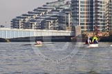 The Boat Race season 2014 - fixture OUWBC vs Molesey BC: The Molesey BC Eight on the Thames near Wandworth Bridge, with the Battersea Reach apartment blocks behind and the umpire launch on the right..




on 01 March 2014 at 12:24, image #27