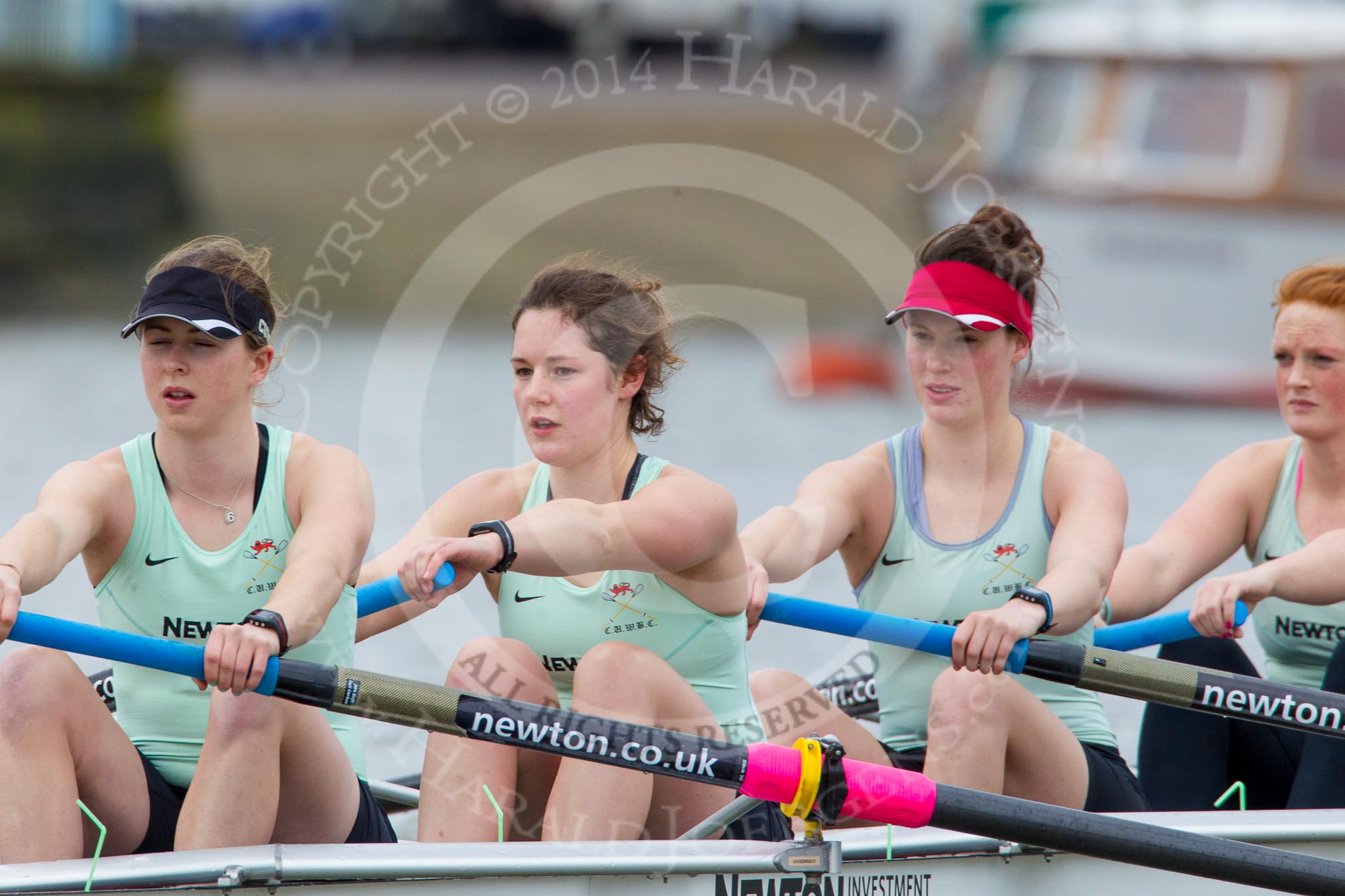 The Boat Race season 2014 - fixture CUWBC vs Thames RC: The Cambridge boat at the start of the fixture:  7 Claire Watkins, 6 Melissa Wilson, 5 Catherine Foot, 4 Izzy Vyvyan..




on 02 March 2014 at 13:10, image #36