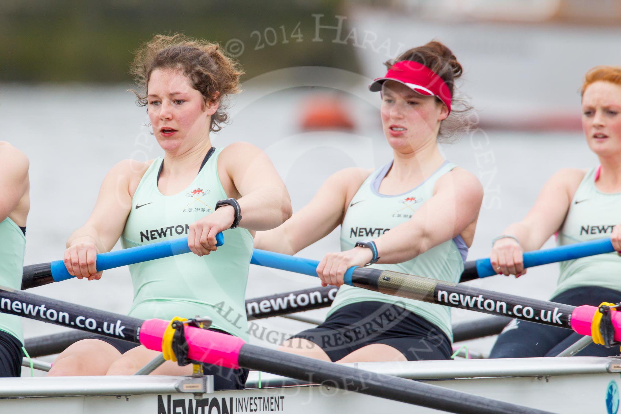 The Boat Race season 2014 - fixture CUWBC vs Thames RC: The Cambridge boat at the start of the fixture:  6 Melissa Wilson, 5 Catherine Foot, and 4 Izzy Vyvyan..




on 02 March 2014 at 13:10, image #39