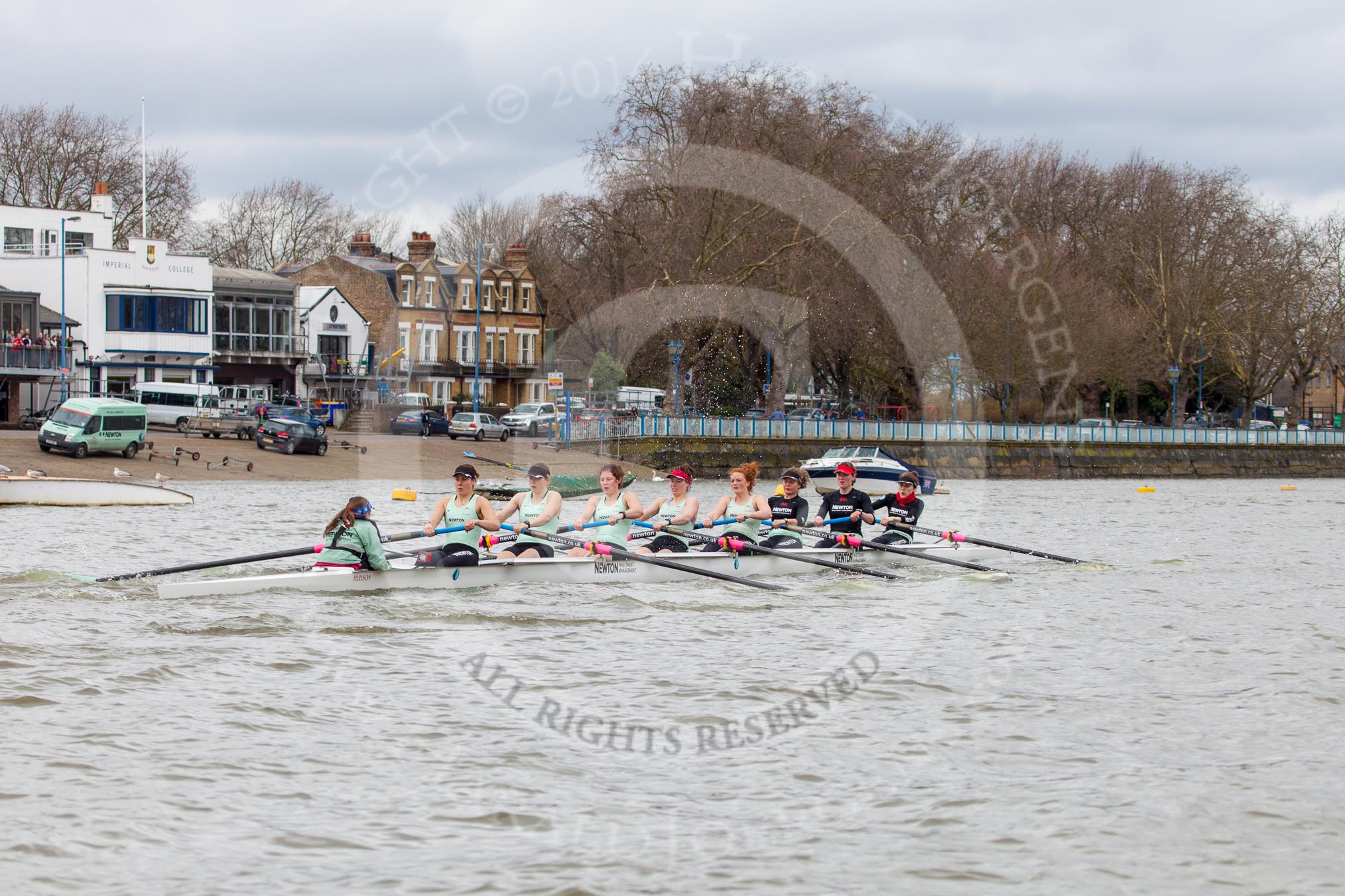 The Boat Race season 2014 - fixture CUWBC vs Thames RC: The leading Cambridge boat passing the Putney boat houses..




on 02 March 2014 at 13:11, image #52