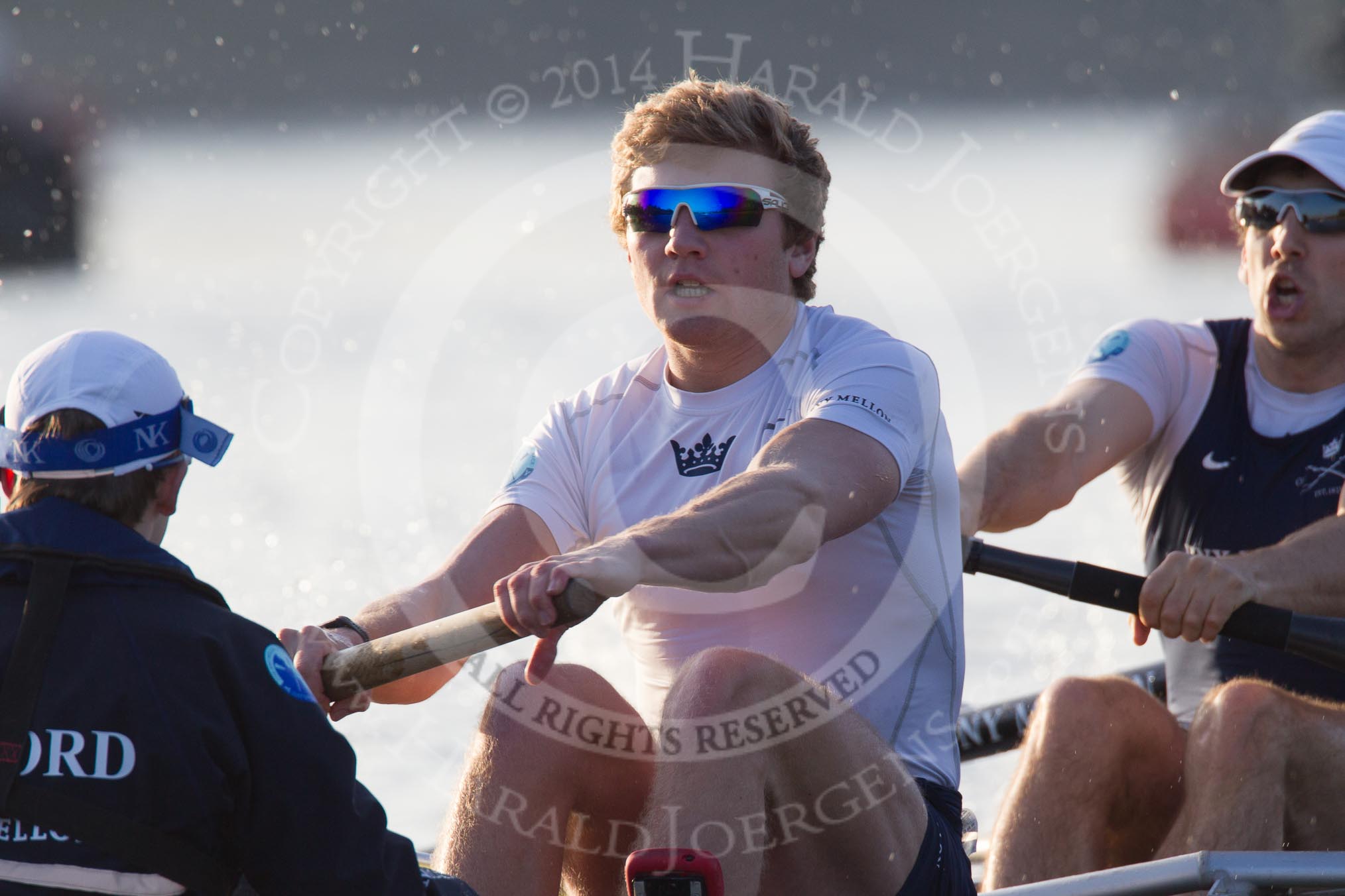 The Boat Race season 2014 - fixture OUBC vs German U23: The OUBC boat: Cox Laurence Harvey, stroke Constantine Louloudis, 7 Sam O’Connor..
River Thames between Putney Bridge and Chiswick Bridge,



on 08 March 2014 at 16:46, image #39