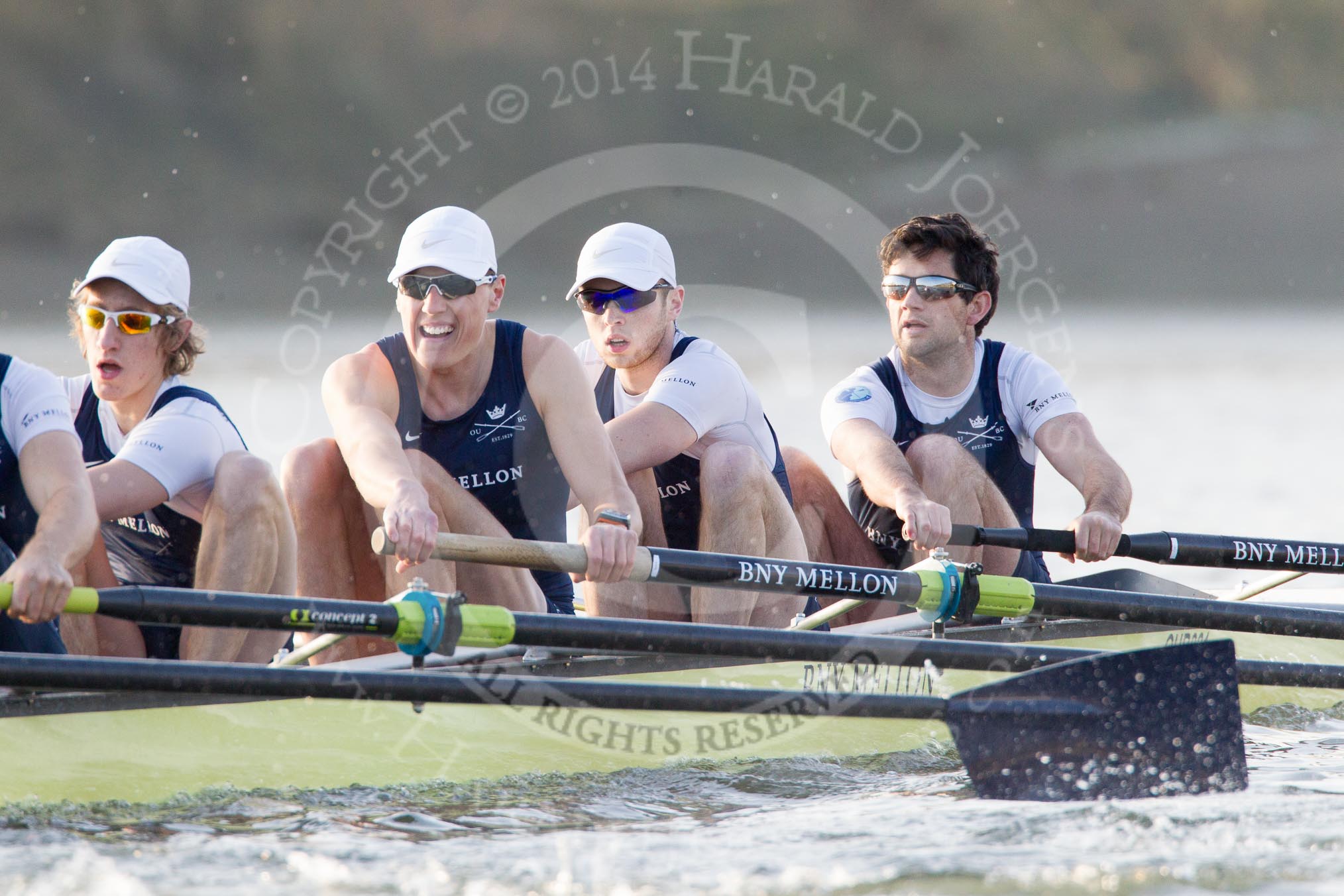 The Boat Race season 2014 - fixture OUBC vs German U23: The OUBC boat: 4 Thomas Swartz, 3 Karl Hudspith, 2 Chris Fairweather, bow Storm Uru..
River Thames between Putney Bridge and Chiswick Bridge,



on 08 March 2014 at 16:48, image #76