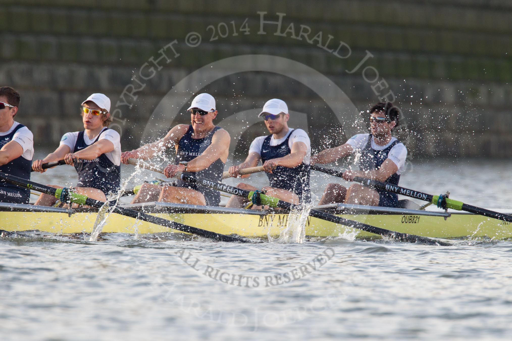 The Boat Race season 2014 - fixture OUBC vs German U23: The OUBC boat: 5 Malcolm Howard, 4 Thomas Swartz, 3 Karl Hudspith, 2 Chris Fairweather, bow Storm Uru..
River Thames between Putney Bridge and Chiswick Bridge,



on 08 March 2014 at 16:51, image #106