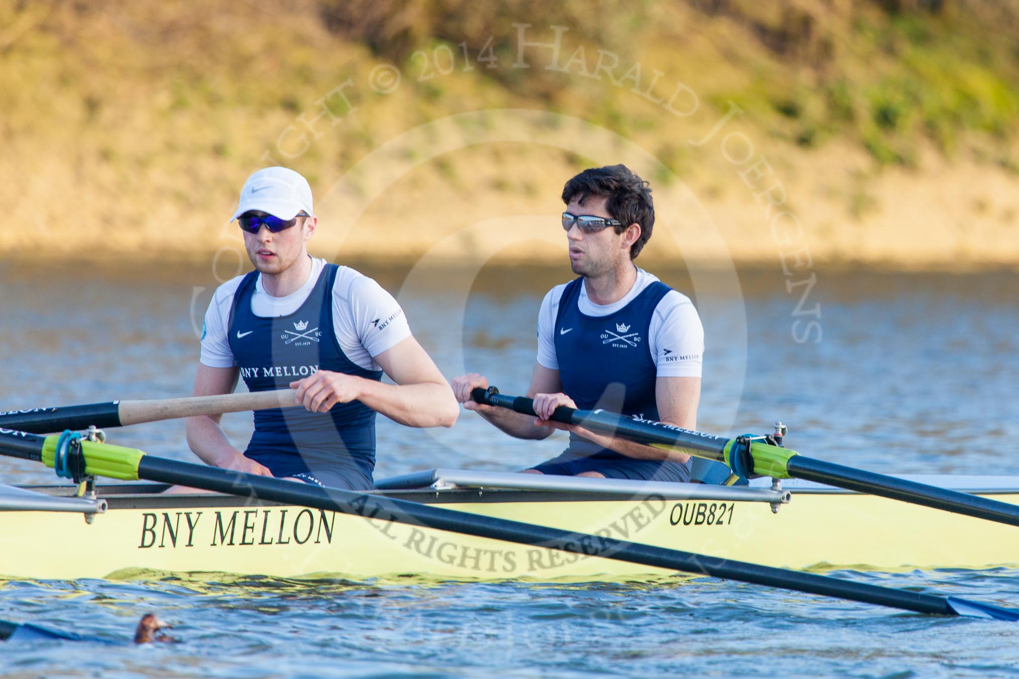 The Boat Race season 2014 - fixture OUBC vs German U23: The OUBC boat shortly before the start of the second race: 2 Chris Fairweather, bow Storm Uru..
River Thames between Putney Bridge and Chiswick Bridge,



on 08 March 2014 at 17:03, image #204