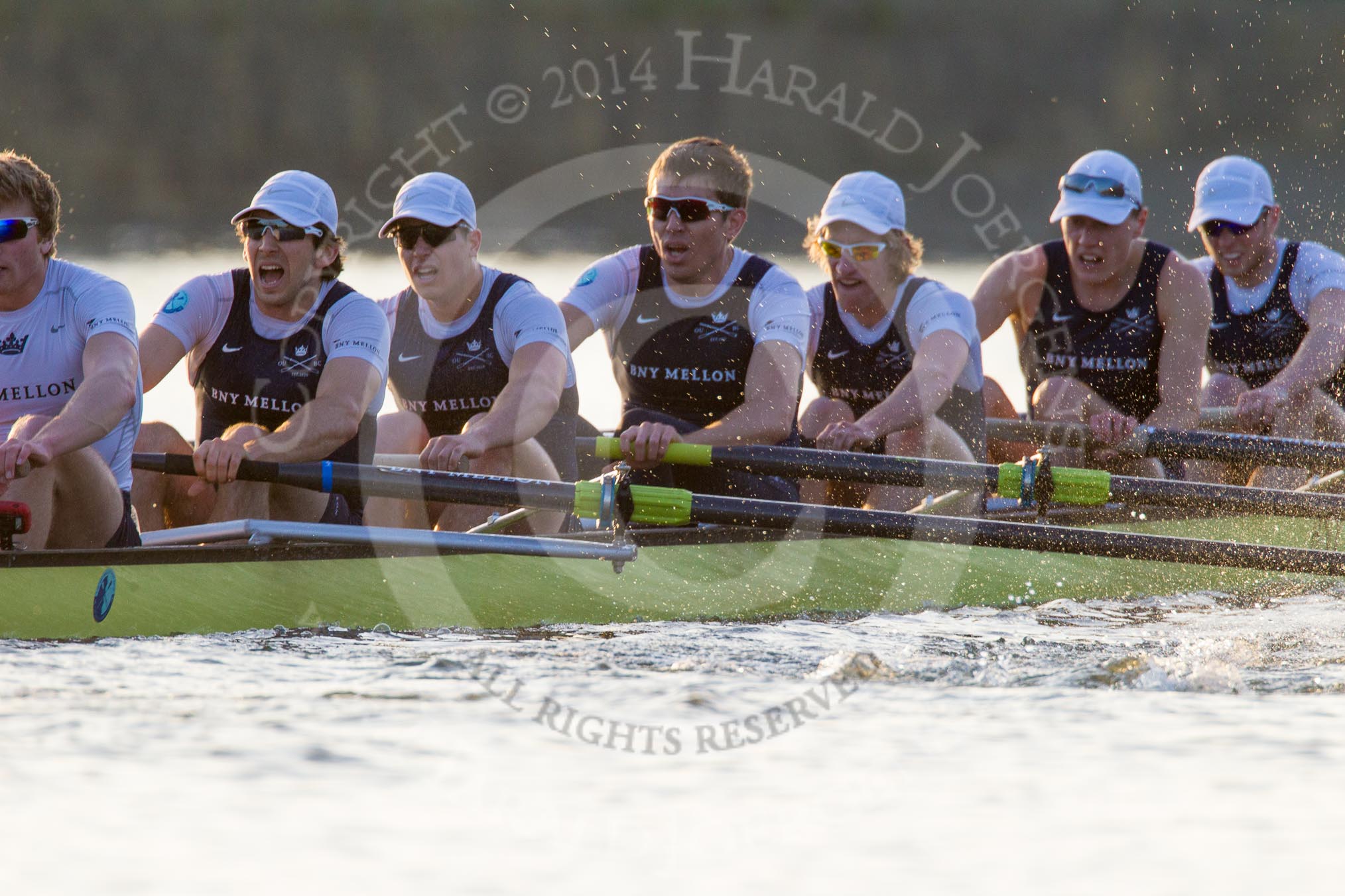 The Boat Race season 2014 - fixture OUBC vs German U23: The OUBC boat during the second race: Stroke Constantine Louloudis, 7 Sam O’Connor, 6 Michael Di Santo, 5 Malcolm Howard, 4 Thomas Swartz, 3 Karl Hudspith, 2 Chris Fairweather..
River Thames between Putney Bridge and Chiswick Bridge,



on 08 March 2014 at 17:10, image #259