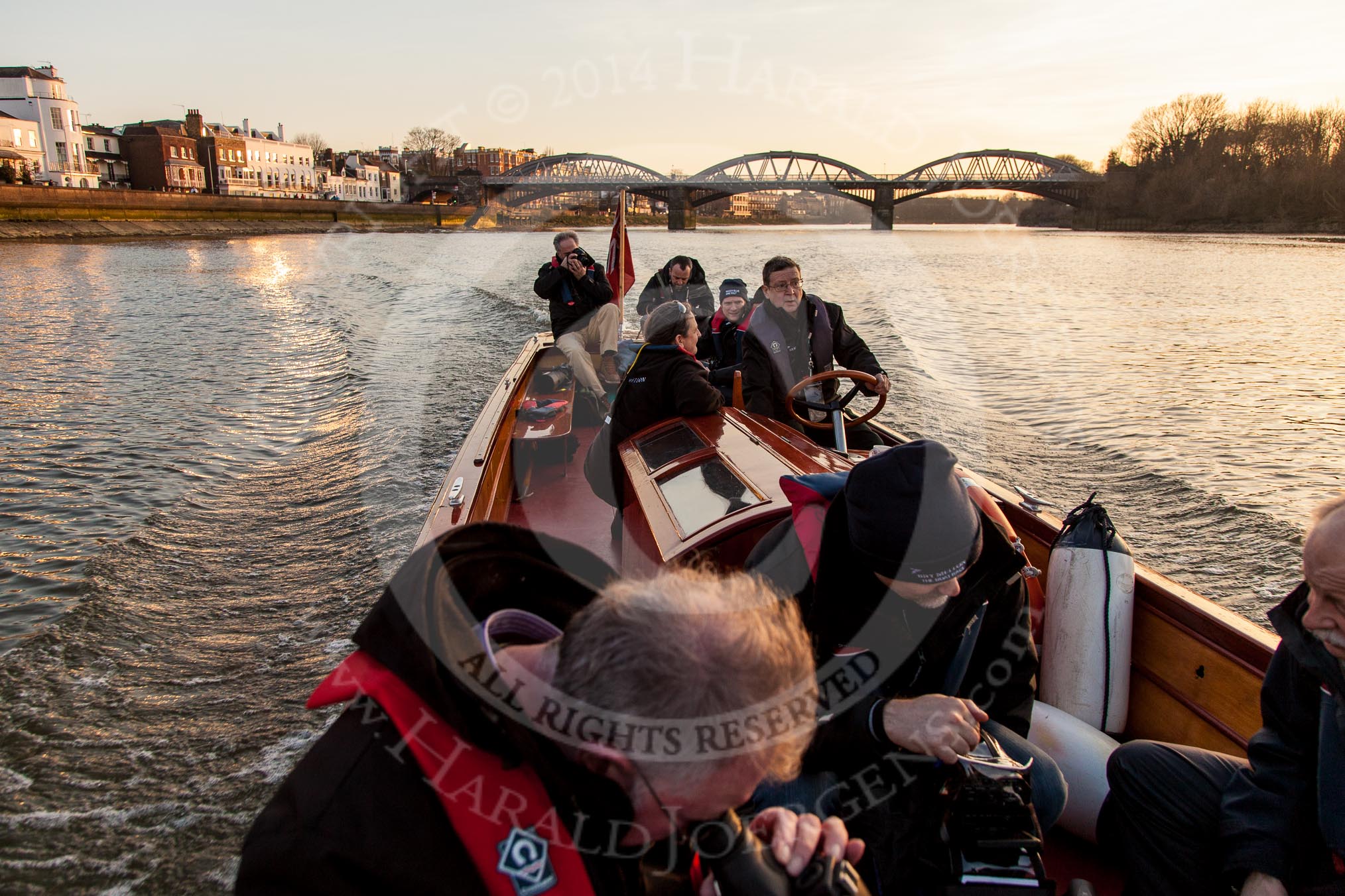 The Boat Race season 2014 - fixture OUBC vs German U23: The press launch on the way back to Putney..
River Thames between Putney Bridge and Chiswick Bridge,



on 08 March 2014 at 17:21, image #285