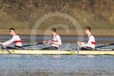 The Boat Race season 2014 - fixture OUBC vs German U23: The German U23 boat:  5 Johannes Weissenfeld, 4 Maximilian Korge and 3 Malte Daberkow..
River Thames between Putney Bridge and Chiswick Bridge,



on 08 March 2014 at 16:41, image #7
