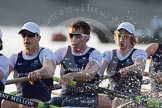The Boat Race season 2014 - fixture OUBC vs German U23: The OUBC boat:  7 Sam O’Connor, 6 Michael Di Santo, 5 Malcolm Howard..
River Thames between Putney Bridge and Chiswick Bridge,



on 08 March 2014 at 16:46, image #41
