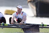 The Boat Race season 2014 - fixture OUBC vs German U23: The German U23-boat: Bow Jonas Wiesen..
River Thames between Putney Bridge and Chiswick Bridge,



on 08 March 2014 at 16:46, image #52