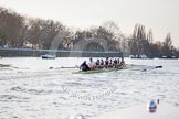 The Boat Race season 2014 - fixture OUBC vs German U23: The OUBC boat in the lead, the German U23 boat on the left at the Putney boat houses..
River Thames between Putney Bridge and Chiswick Bridge,



on 08 March 2014 at 16:46, image #55