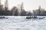 The Boat Race season 2014 - fixture OUBC vs German U23: The OUBC boat in the lead, the German U23 boat on the left at the Putney boat houses..
River Thames between Putney Bridge and Chiswick Bridge,



on 08 March 2014 at 16:47, image #62