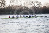 The Boat Race season 2014 - fixture OUBC vs German U23: The German U23-boat approaching the Mile Post..
River Thames between Putney Bridge and Chiswick Bridge,



on 08 March 2014 at 16:49, image #91