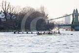 The Boat Race season 2014 - fixture OUBC vs German U23: The OUBC boat approaching Hammersmith Bridge, another boat getting out of the way..
River Thames between Putney Bridge and Chiswick Bridge,



on 08 March 2014 at 16:52, image #113