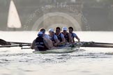 The Boat Race season 2014 - fixture OUBC vs German U23: The OUBC boat near Chiswick Eyot..
River Thames between Putney Bridge and Chiswick Bridge,



on 08 March 2014 at 16:54, image #124